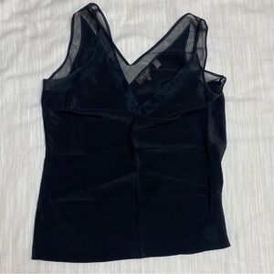 [Ted Baker] Black Silky & Mesh strap V-Neck Sleeveless Top